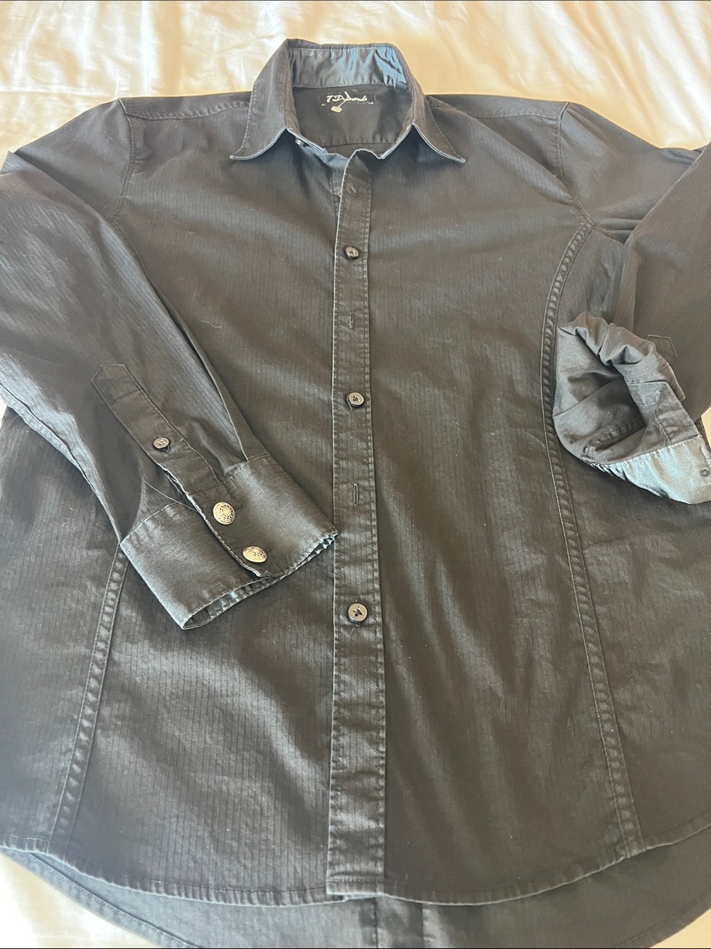 7 Diamonds Men's Black Long-Sleeve Button-Down Shirt